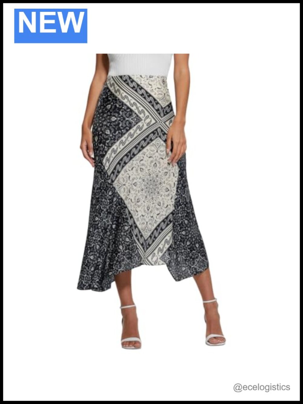 Recycled Polyester High Rise Asymmetrical Pull On Skirt